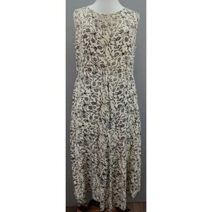 Asiacraft Floral Sleeveless Maxi Dress Size‎ L Rayon Buttons Cottagecore Boho
